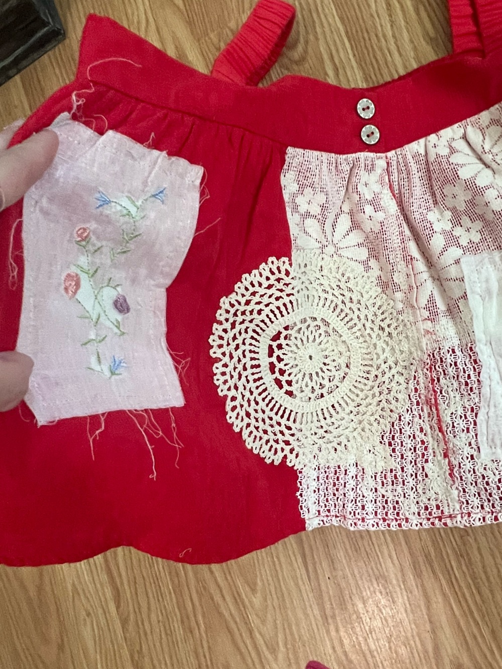 POL Red and Cream Patchwork Tank Top - Picture 3 of 7